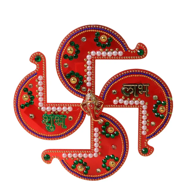 Acrylic Swastik Shubh Labh Wall Hanging – Auspicious Festival Decor