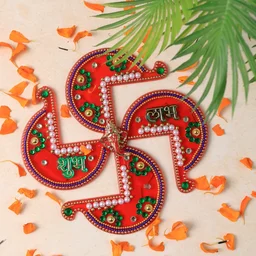 Acrylic Swastik Shubh Labh Wall Hanging – Auspicious Festival Decor