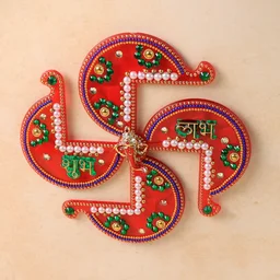 Acrylic Swastik Shubh Labh Wall Hanging – Auspicious Festival Decor