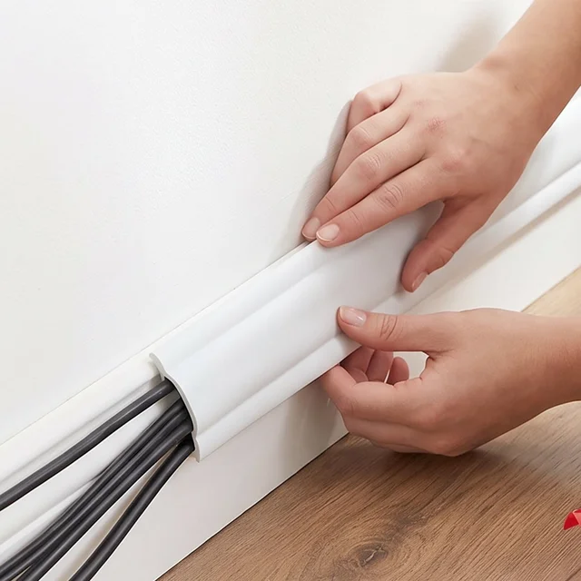 Adhesive Cable Protector Cord Cover 3 Meter Floor Wall Wire Hider (3 Mtr)