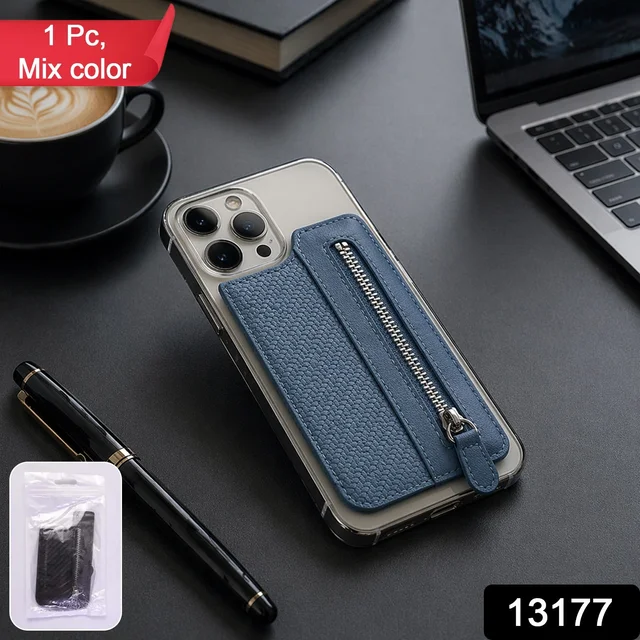 Adhesive Card Phone Holder – Zipper Pocket Wallet | Mobiléon