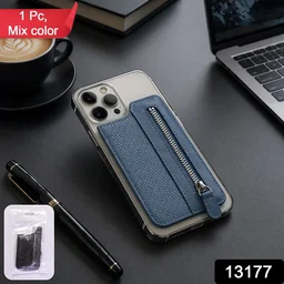 Adhesive Card Phone Holder – Zipper Pocket Wallet | Mobiléon