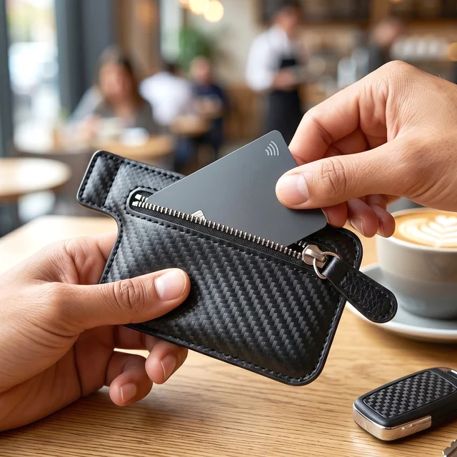 Adhesive Card Phone Holder – Zipper Pocket Wallet | Mobiléon