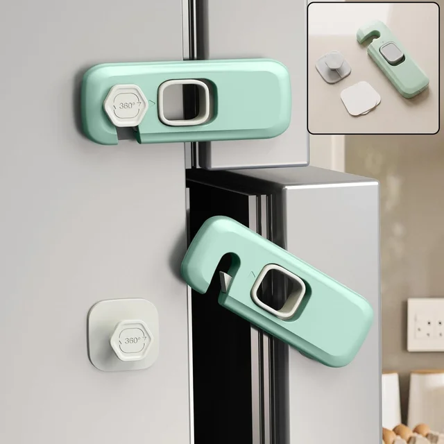 Adhesive Child Safety Lock for Refrigerator, Cabinet and Cupboard Doors (1 Pc)