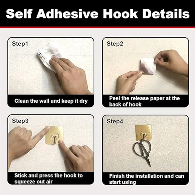 Adhesive Heavy-Duty Hook – Transparent & Strong Hold 6x6 cm