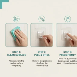 Adhesive Hooks – Transparent Damage-Free Wall Hanging | GlimmerHome
