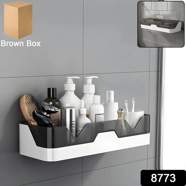 Adhesive Plastic Storage Shelf – Wall Mounted Space Saver