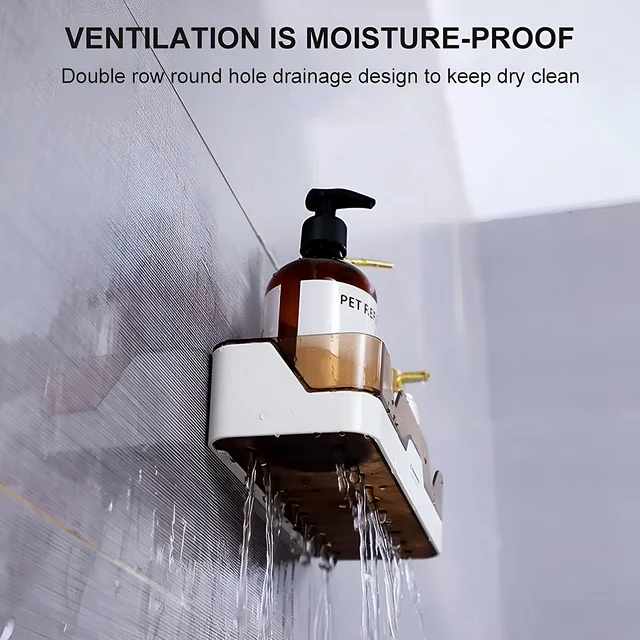 Adhesive Plastic Storage Shelf – Wall Mounted Space Saver