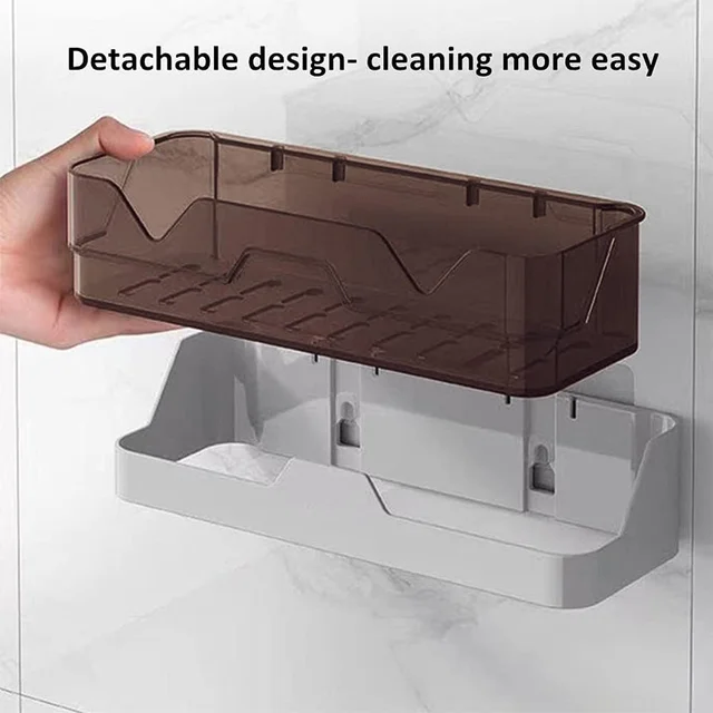 Adhesive Plastic Storage Shelf – Wall Mounted Space Saver