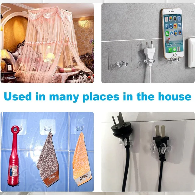 Adhesive Wall Hooks – Strong Hold & No Damage Walls