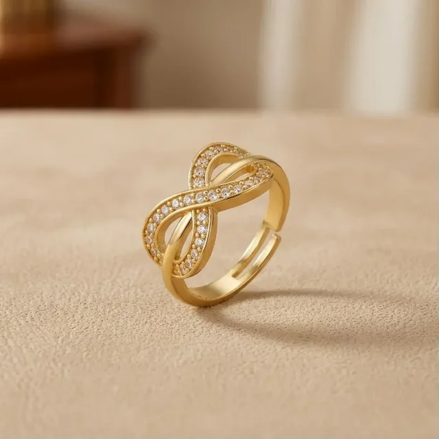 Flaring adjustable brass ring for women Brass Cubic Zirconia, NA Gold Plated Ring