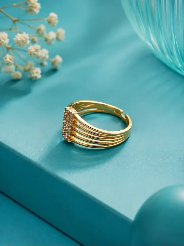 Zeraki Jewels Adjustable Designer Rings For Women Brass Gold Plated Ring