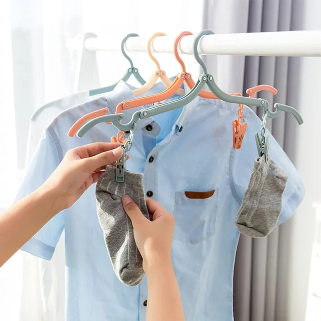 Adjustable Folding Clothes Hanger with Clips for Versatile Use