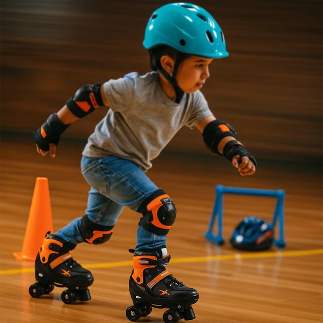 Adjustable Quad Roller Skates for Kids – XL Size with Safety Features