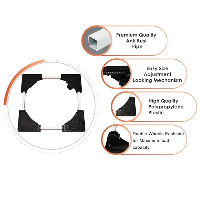 Adjustable Washing Machine Stand – Heavy-Duty Anti-Vibration Support