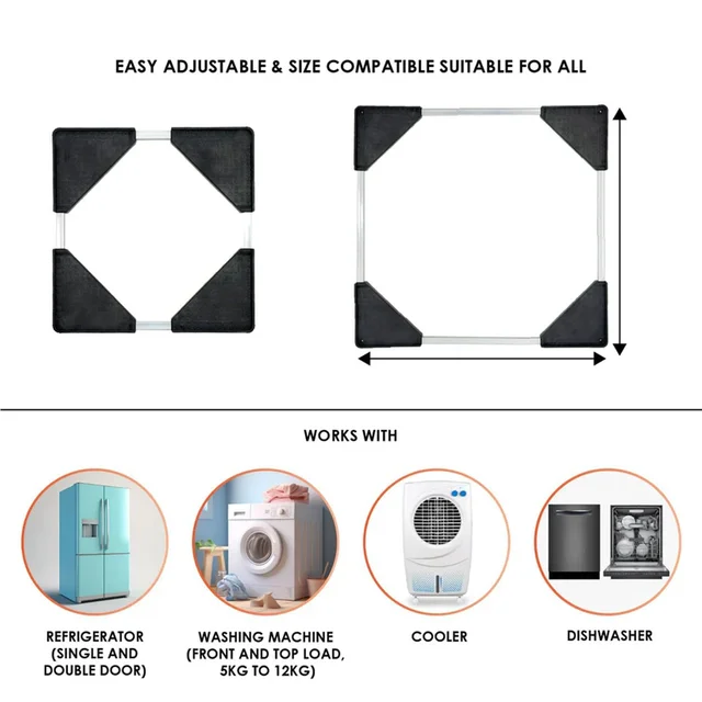 Adjustable Washing Machine Stand – Heavy-Duty Anti-Vibration Support