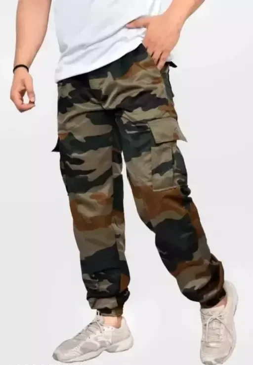 Men's Regular Fit Army Print Cargo Style Casual Trousers Pants Mo - 34