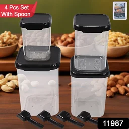 Air Tight Containers – 4 Pc Plastic Storage Set with Spoon