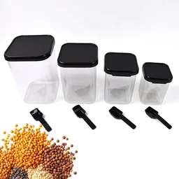 Air Tight Containers – 4 Pc Plastic Storage Set with Spoon