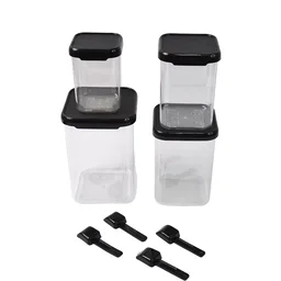 Air Tight Containers – 4 Pc Plastic Storage Set with Spoon