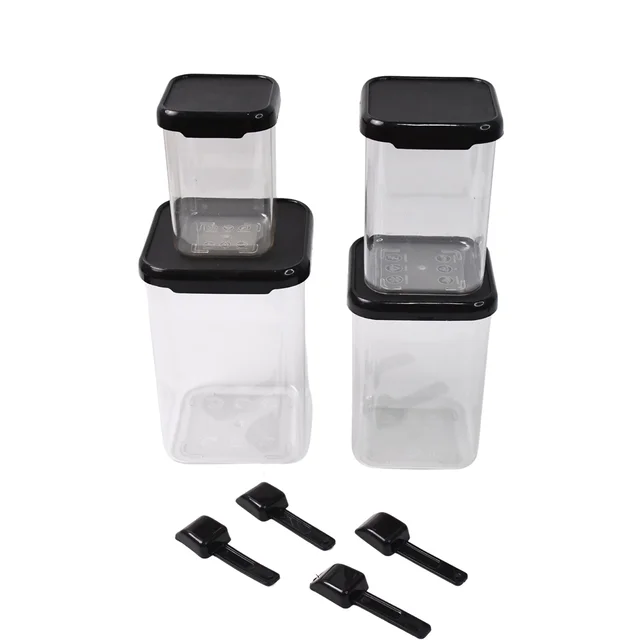 Air Tight Containers – 4 Pc Plastic Storage Set with Spoon