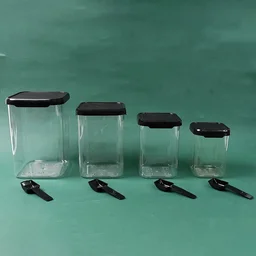 Air Tight Containers – 4 Pc Plastic Storage Set with Spoon