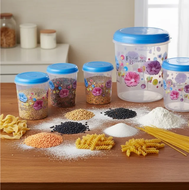 Air Tight Plastic Container Set – 8 Pcs Food Storage | Velvet Wheels