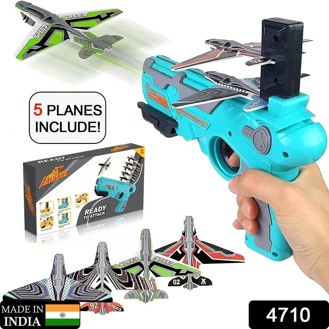 Airplane Launcher Toy – 5 Foam Planes & Gun | Play & Move