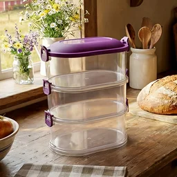 Airtight 3-Layer Stackable Food Storage Containers – Freshness & Space Saving