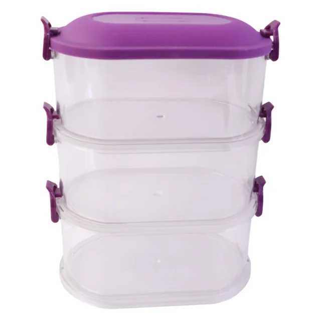 Airtight 3-Layer Stackable Food Storage Containers – Freshness & Space Saving