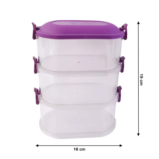Airtight 3-Layer Stackable Food Storage Containers – Freshness & Space Saving