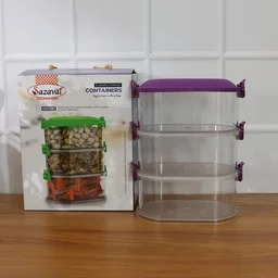 Airtight 3-Layer Stackable Food Storage Containers – Freshness & Space Saving