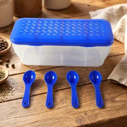 Airtight 4-Section Storage Container – Spice Jar with Spoons | Tidy Table