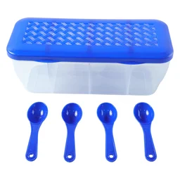 Airtight 4-Section Storage Container – Spice Jar with Spoons | Tidy Table