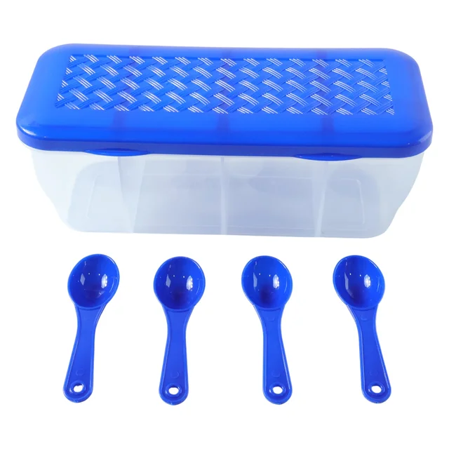 Airtight 4-Section Storage Container – Spice Jar with Spoons | Tidy Table