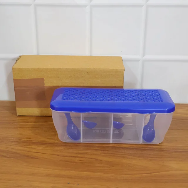 Airtight 4-Section Storage Container – Spice Jar with Spoons | Tidy Table