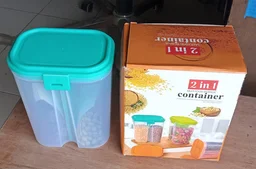 Airtight Food Grain Container – 2 Sections, 2L | Velvet Wheels