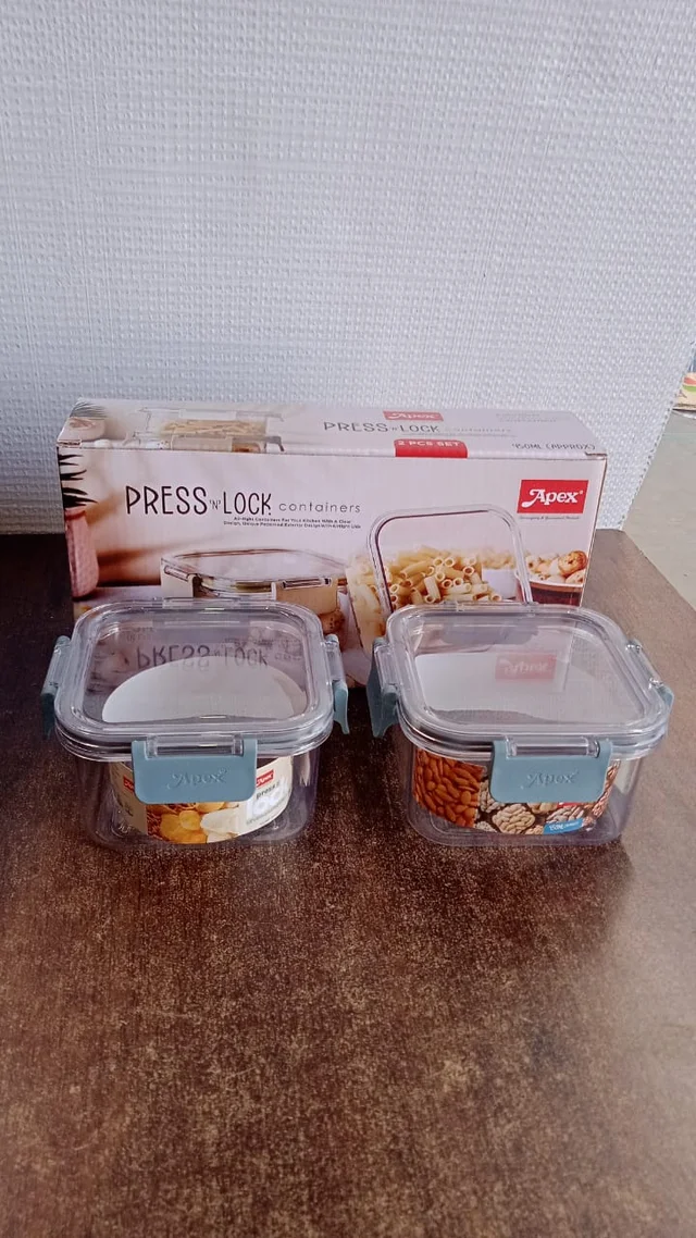 Airtight Food Storage Containers – 2Pc 540ML Press N’ Lock