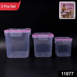 Airtight Kitchen Storage Container Set – 3 Pcs with Lock Seal Lids