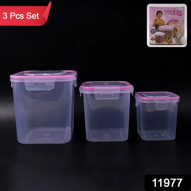 Airtight Kitchen Storage Container Set – 3 Pcs with Lock Seal Lids