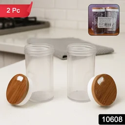 Airtight Kitchen Storage Jar Set – 2 Pc with Wooden Lids