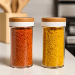 Airtight Kitchen Storage Jar Set – 2 Pc with Wooden Lids