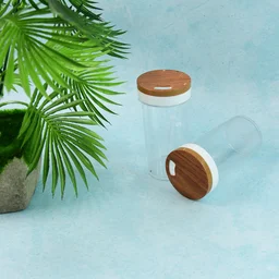 Airtight Kitchen Storage Jar Set – 2 Pc with Wooden Lids