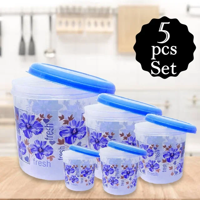 Airtight Plastic Container Set – 5-Piece Food Storage | Velvet Wheels