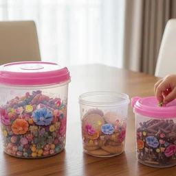 Airtight Plastic Container Set – 5-Piece Food Storage | Velvet Wheels