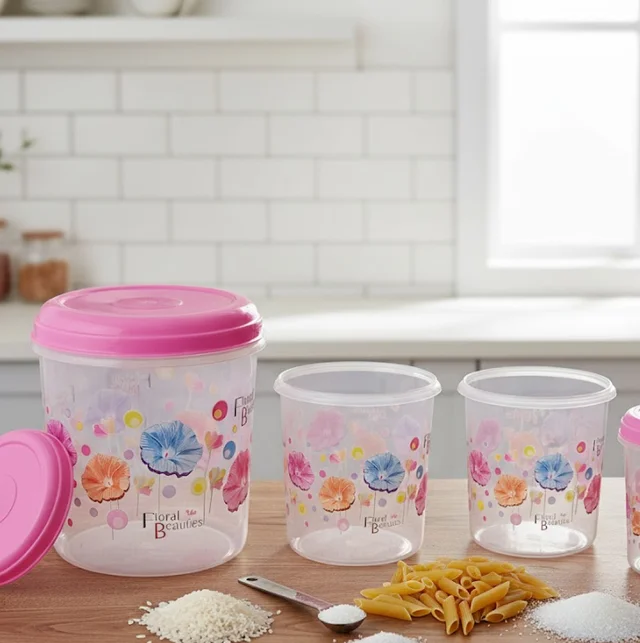 Airtight Plastic Container Set – 5-Piece Food Storage | Velvet Wheels