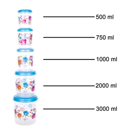 Airtight Plastic Container Set – 5-Piece Food Storage | Velvet Wheels