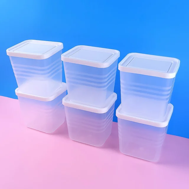 Airtight Square Plastic Food Storage Container Set – 6-Piece Clear Kit