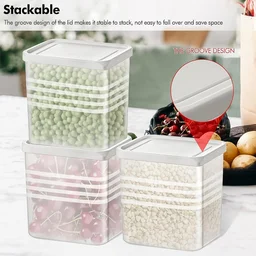 Airtight Square Plastic Food Storage Container Set – 6-Piece Clear Kit