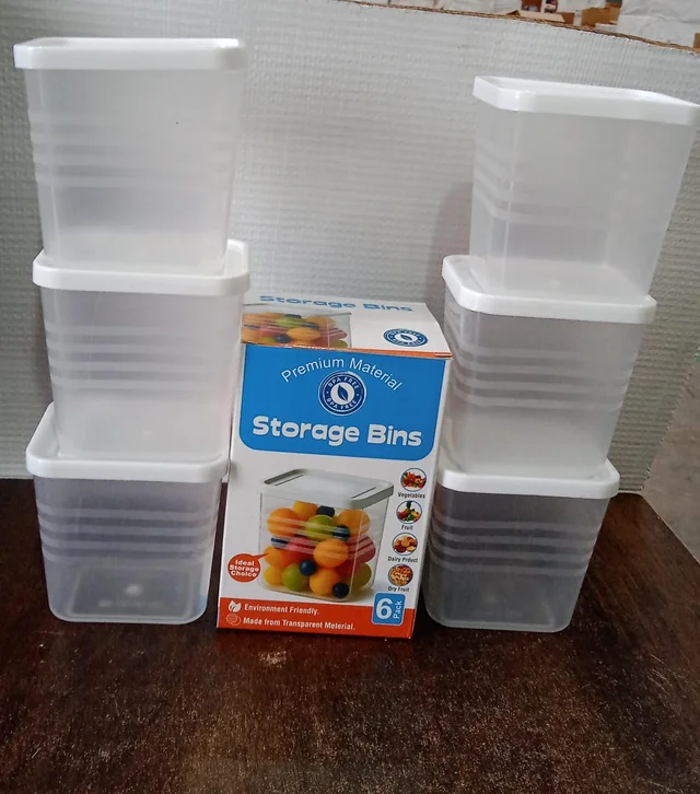 Airtight Square Plastic Food Storage Container Set – 6-Piece Clear Kit